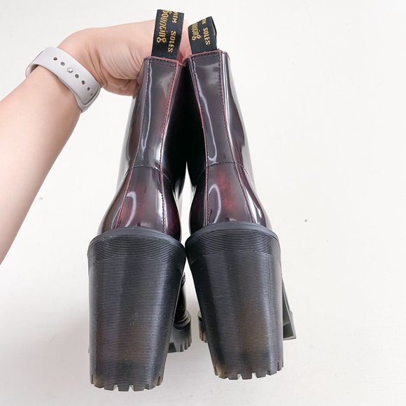 Dr. Martens Red Heeled Kendra Boots Women's Size 7 Arcadia Leather Platform - Picture 6 of 12